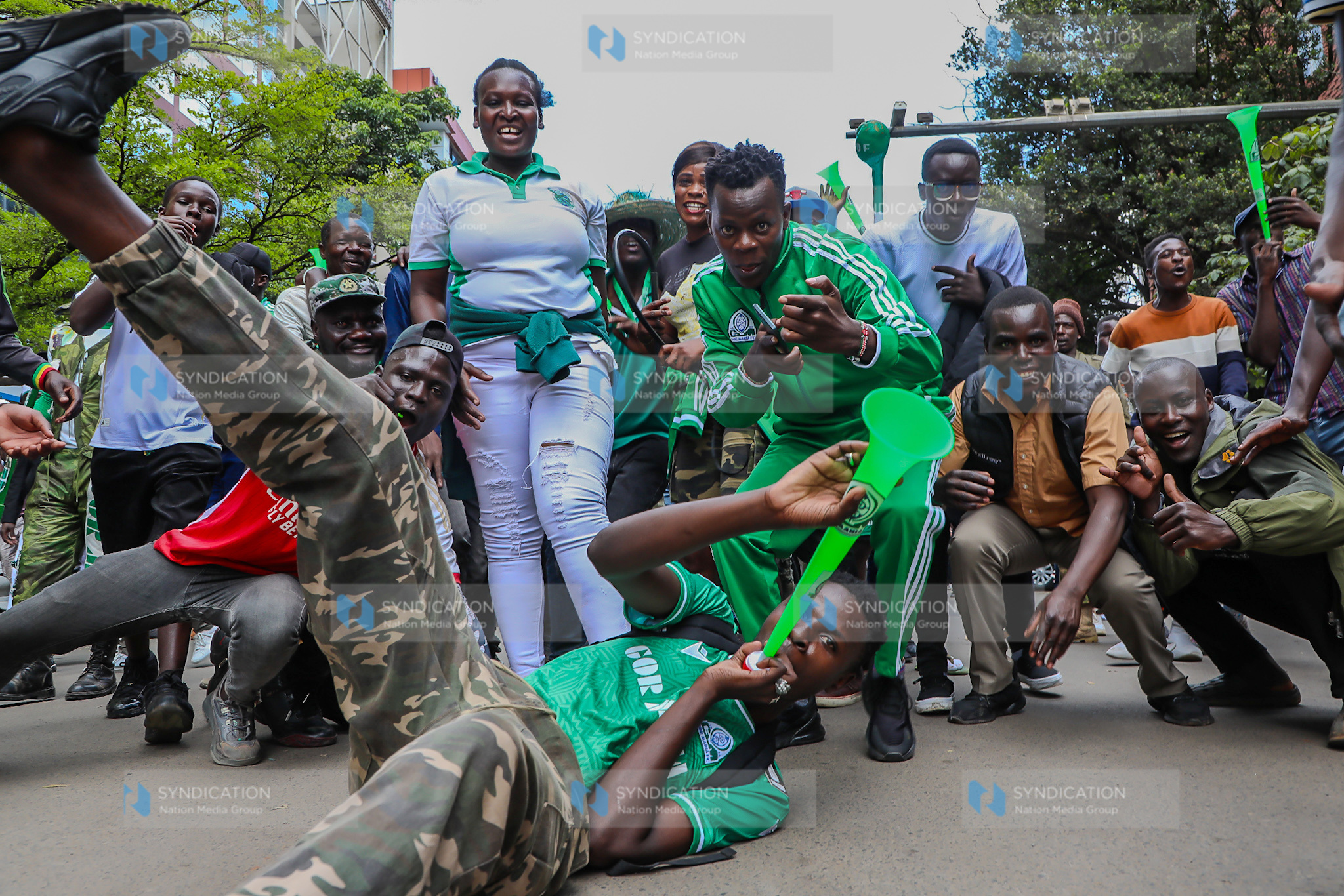 Gor Mahia fans celebrating in the streets