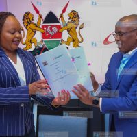 Anne Waiguru and Safaricom PLC CEO Peter Ndegwa