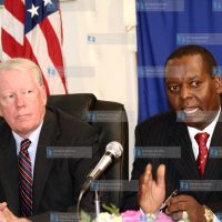 Minister for Trade Amos Kimunya and US Ambassador Michael Ranneberger.