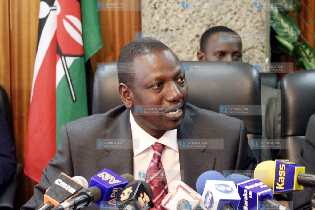 Minister for Agriculture William Ruto briefs the press