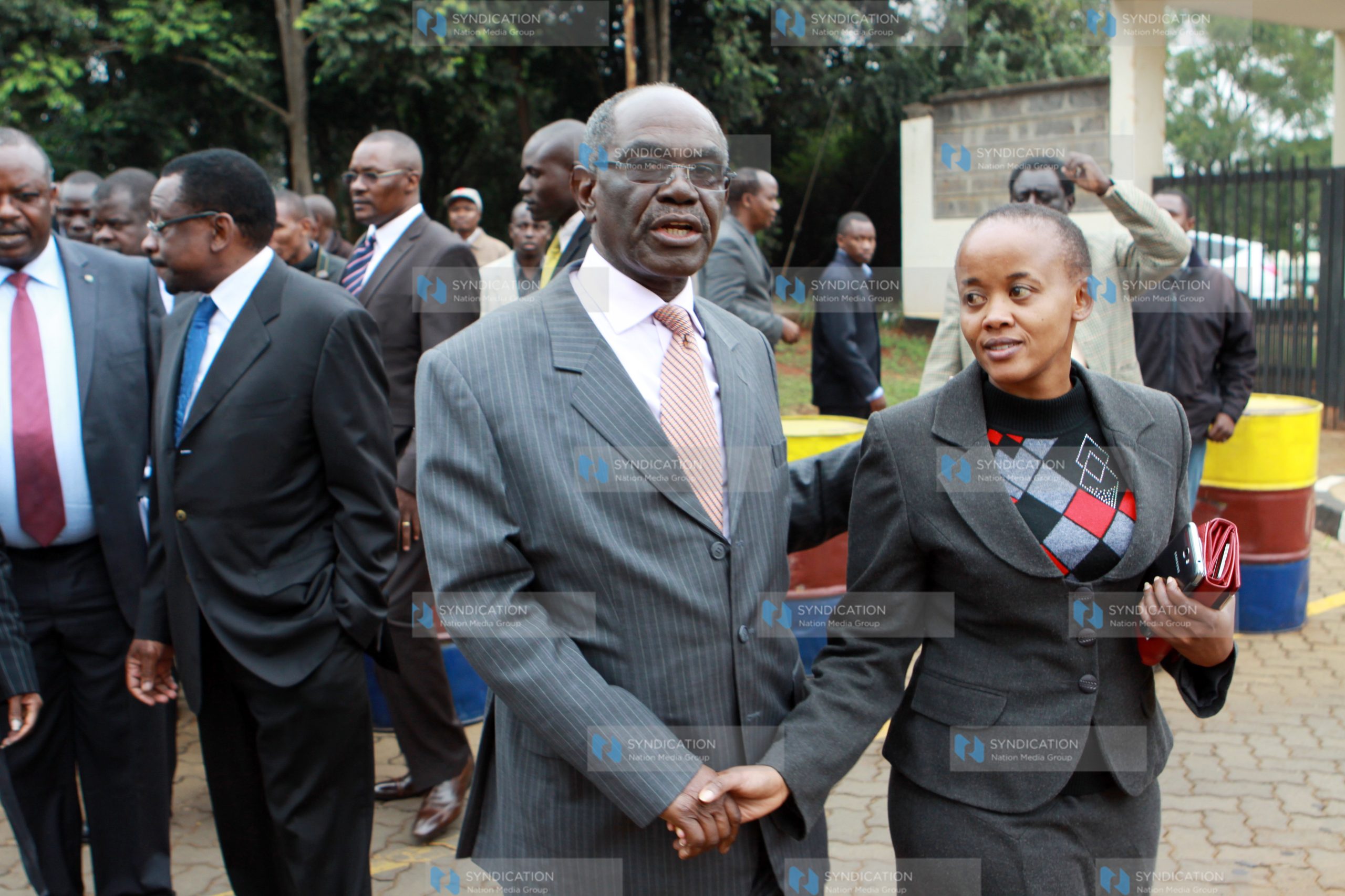 Senator David Musila (left) chats with lawyer Kethi Kilonzo
