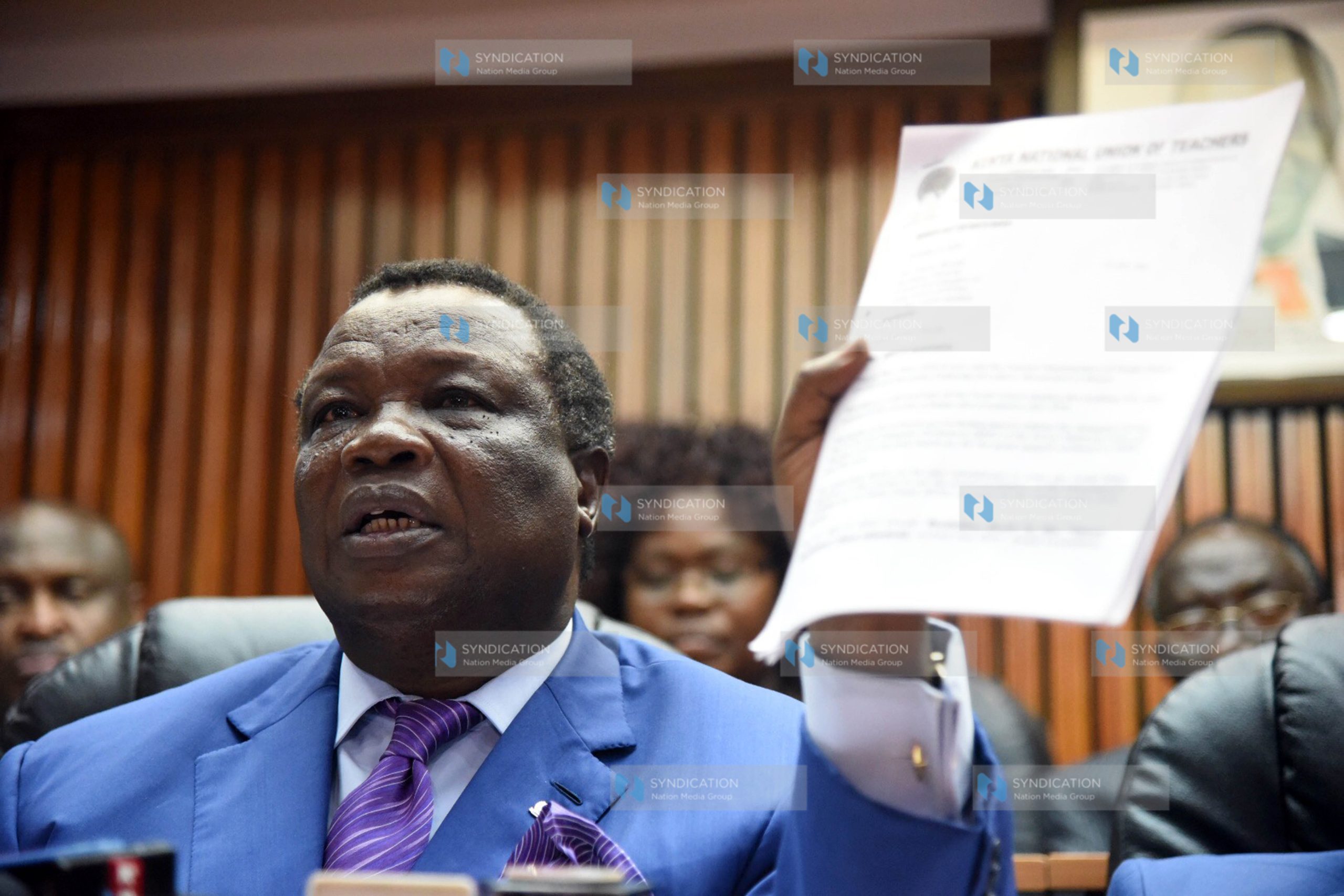Trade Union Secretary General Francis Atwoli addressing journalists