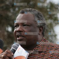 Francis Atwoli addresses supporters during a "Yes" rally