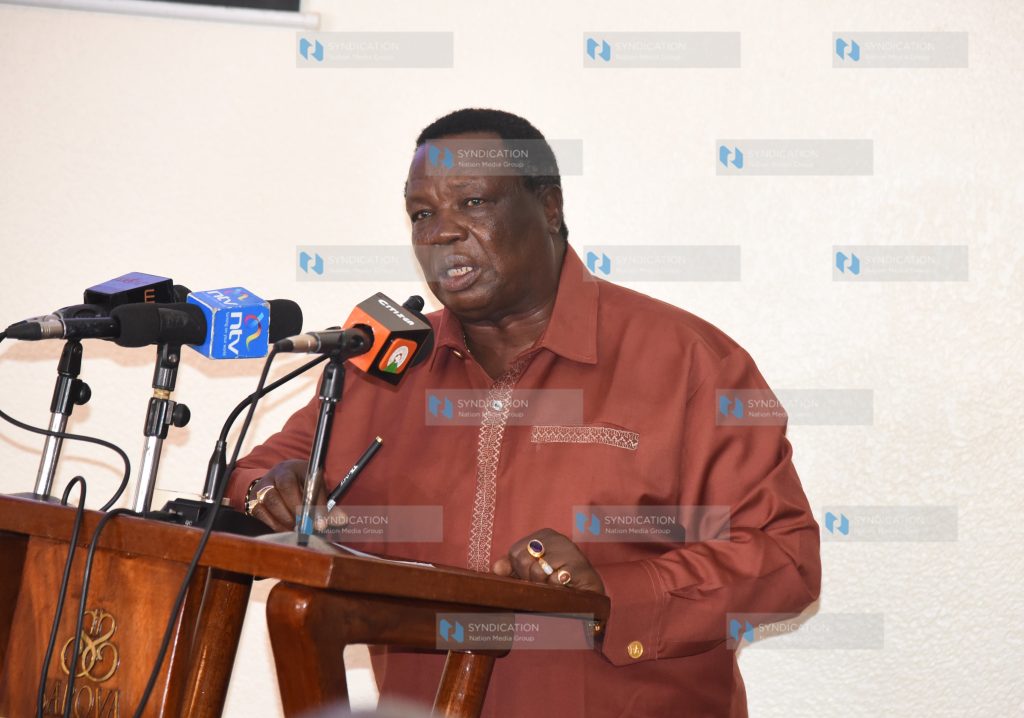 COTU Secretary General Francis Atwoli addressing journalists