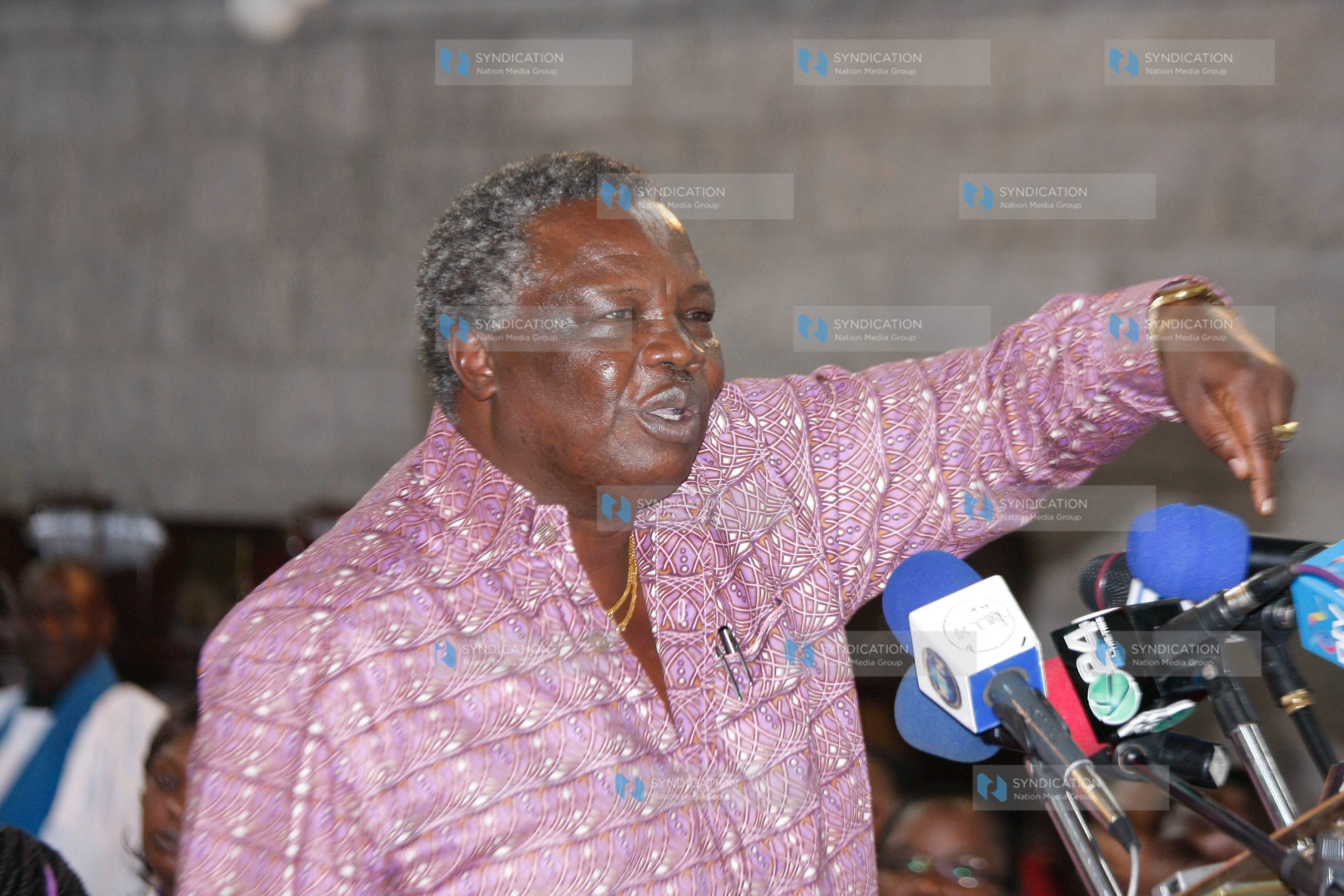 Trade Union Secretary General Francis Atwoli adressing faithfuls