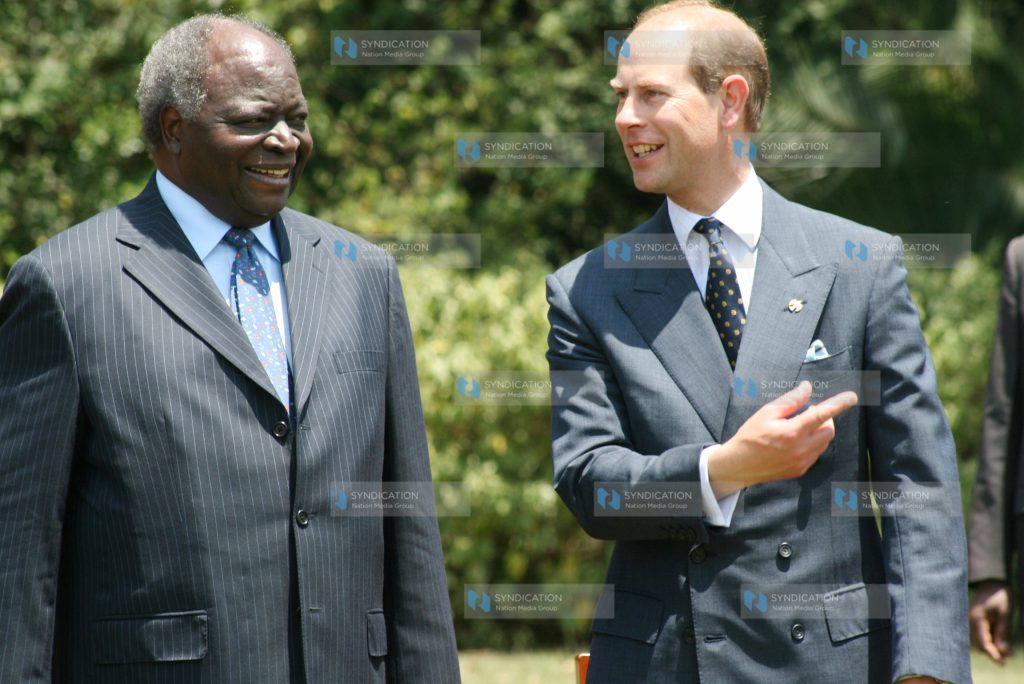 President Mwai Kibaki (left) converses with His royal Prince Edward of Britain