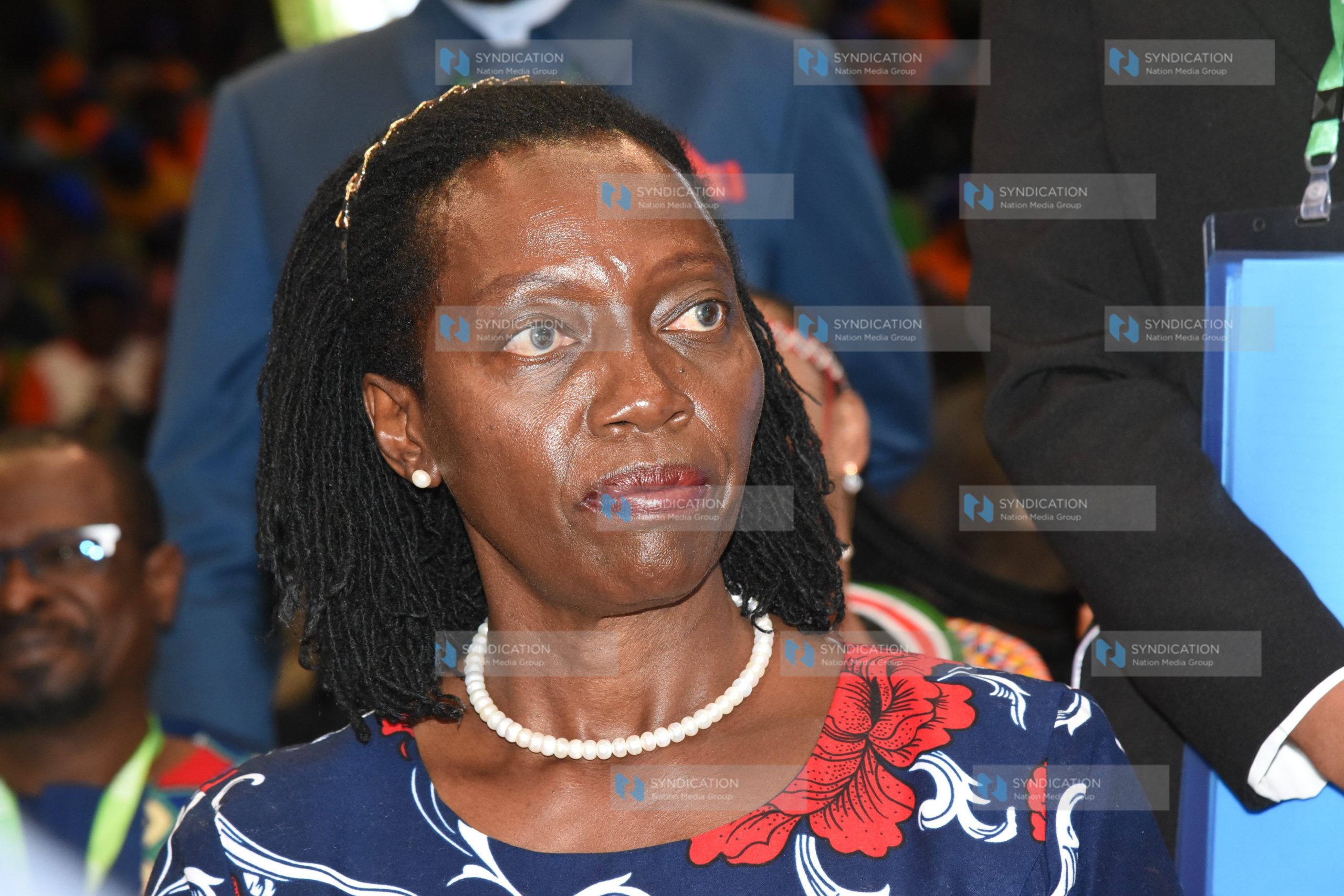 Azimio Presidential running mate Martha Karua waiting for clearance at Bomas