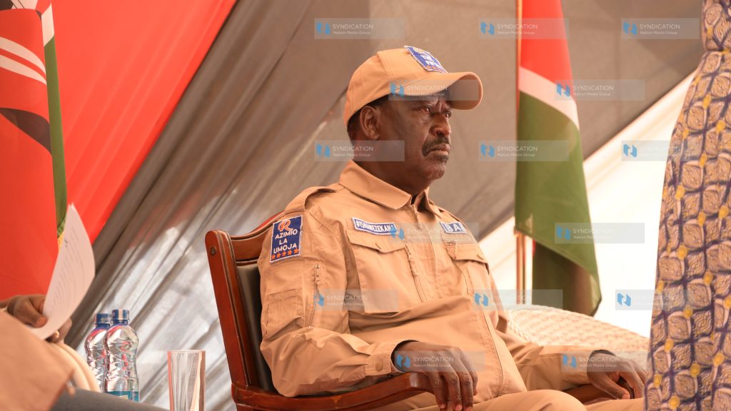 Azimio leader Raila Odinga speaks during a media briefing