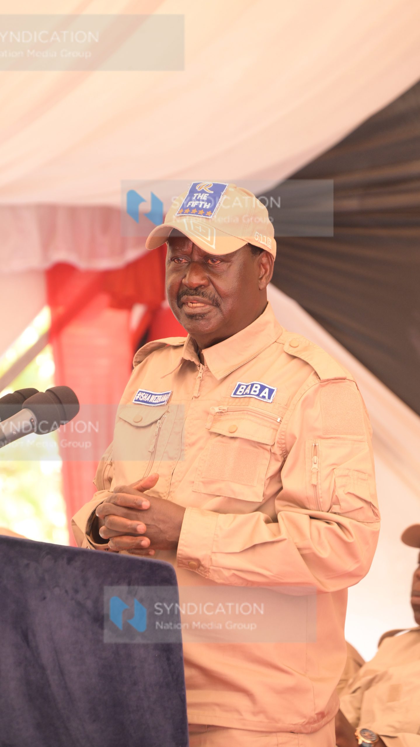 Azimio leader Raila Odinga during a media briefing