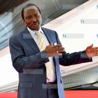 Kalonzo Musyoka gestures during a media briefing