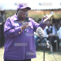 COTU Sec Gen Francis Atwoli addresses mourners at the burial service