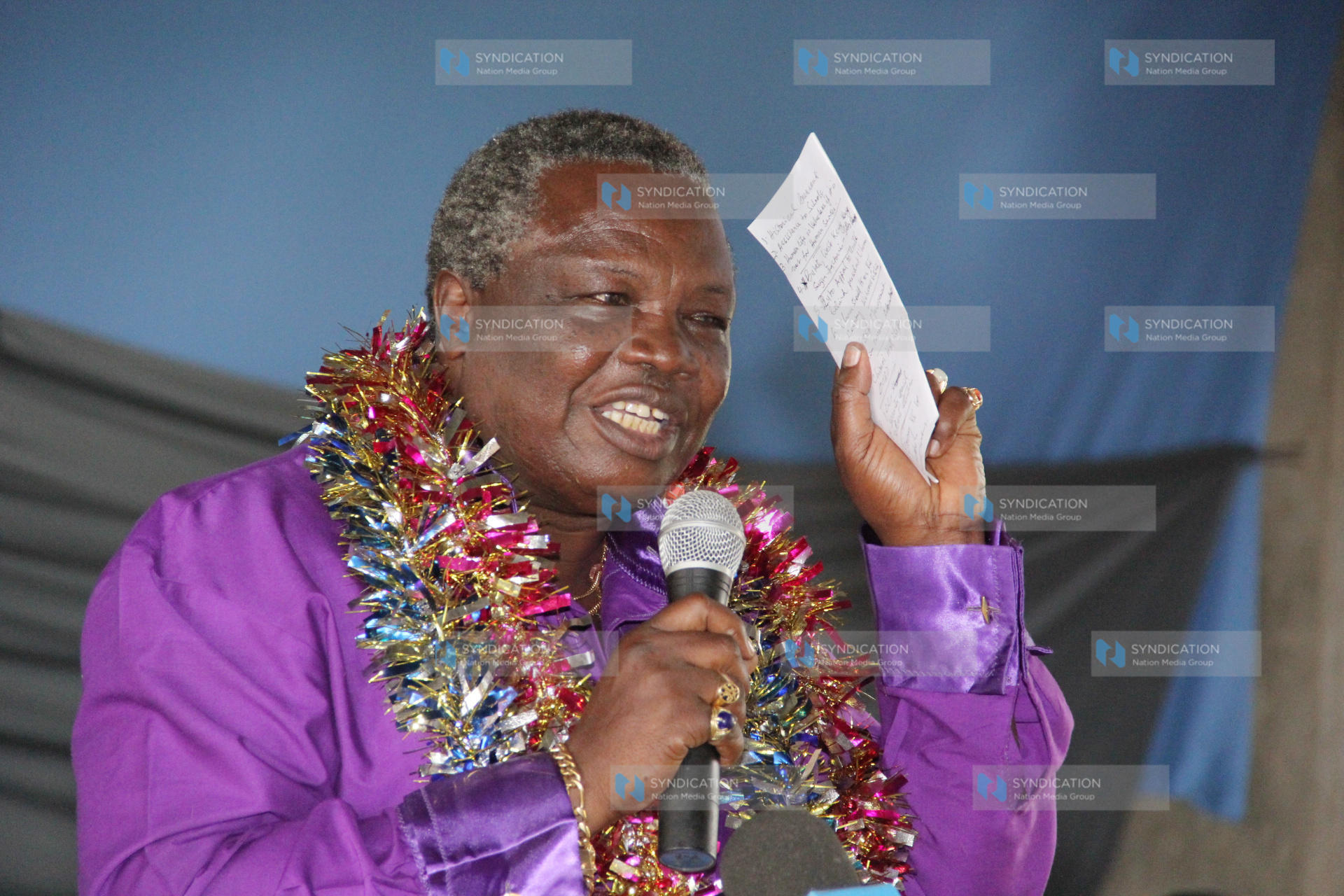 Francis Atwoli addresses members of the public