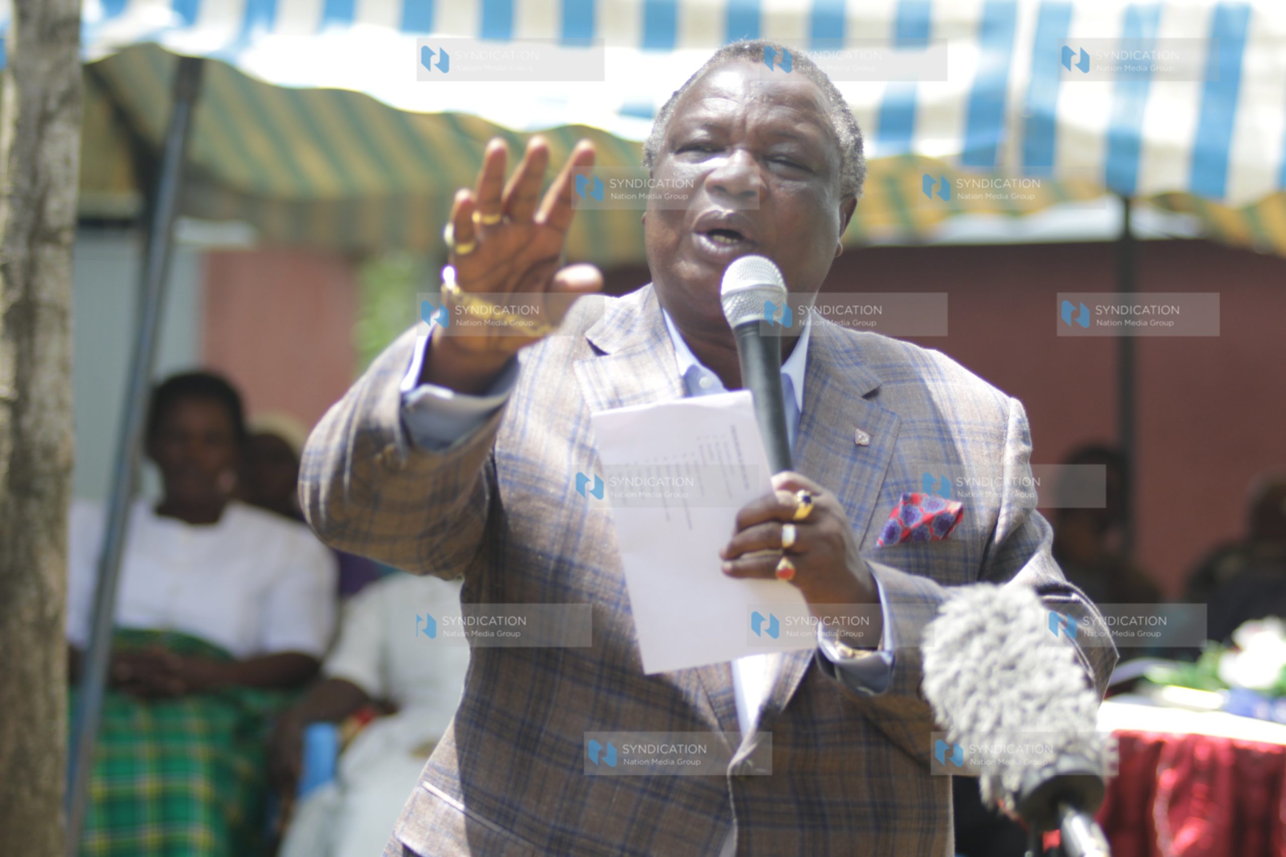 COTU Sec Gen Francis Atwoli speaks at a funeral ceremony