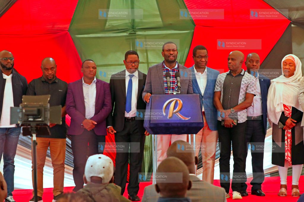 Senator Edwin Sifuna address the press