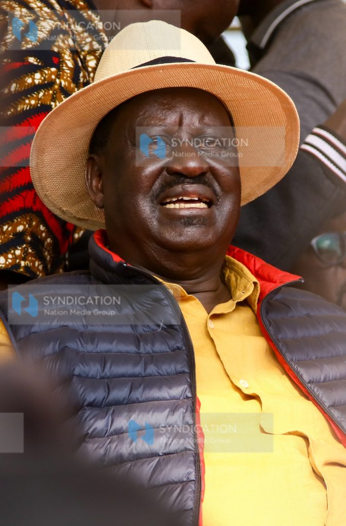 Raila Odinga addresses supporters during a political rally