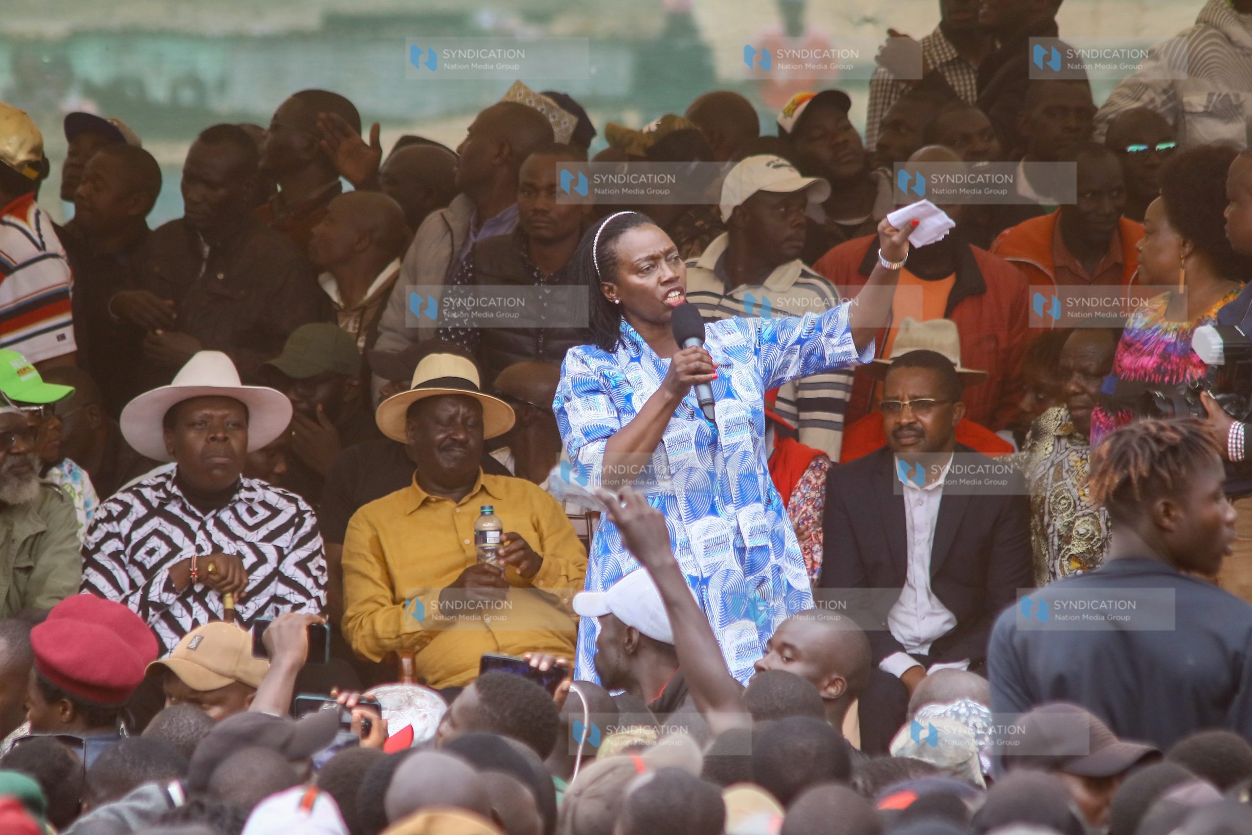 Martha Karua addresses the gathering during a political rally