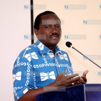 Kalonzo Musyoka make his address at Maanzoni lodge
