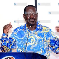 Raila Odinga make his Make his address at Maanzoni lodge