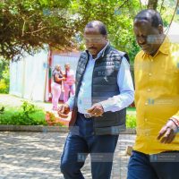 Raila Odinga during a press conference at SKM Center