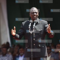 President William Ruto addressing the public at Amutala stadium