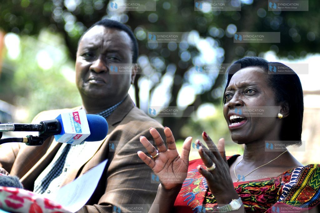 Narc Kenya Leader Martha Karua (right) and lawyer Gitobu Imanyara