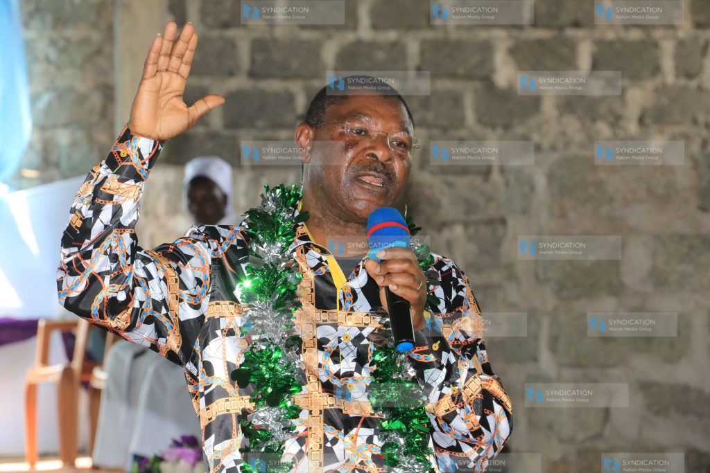 Moses Wetang’ula addresses worshippers at Our Lady of Lourdes Malaba
