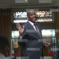 MP Aden Duale talk to media outside parliament