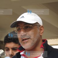 Najib Balala flanked by his son Naeem Balala addresses journalists