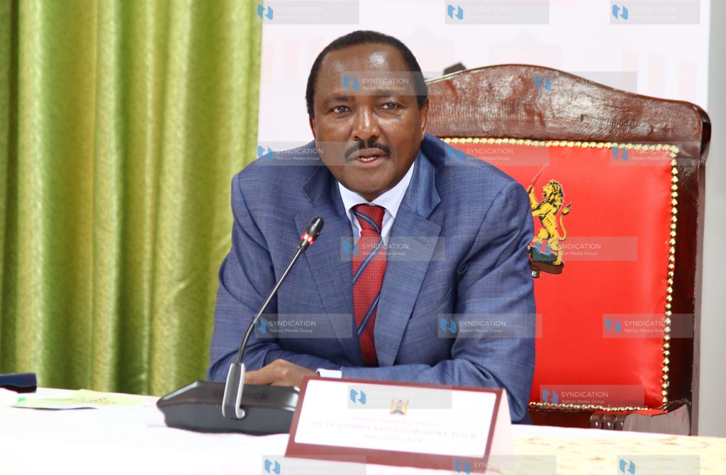 Wiper Party Leader Kalonzo Musyoka addressing journalists