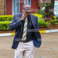 Majority Leader Kimani Ichung'wah on a call at Bomas of Kenya