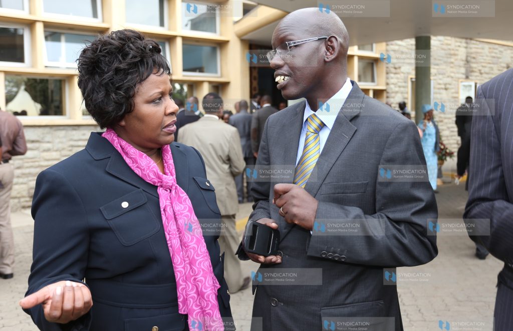 Joyce Laboso (Right) with Education Principal Secretary Belio Kipsang