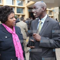 Joyce Laboso (Right) with Education Principal Secretary Belio Kipsang