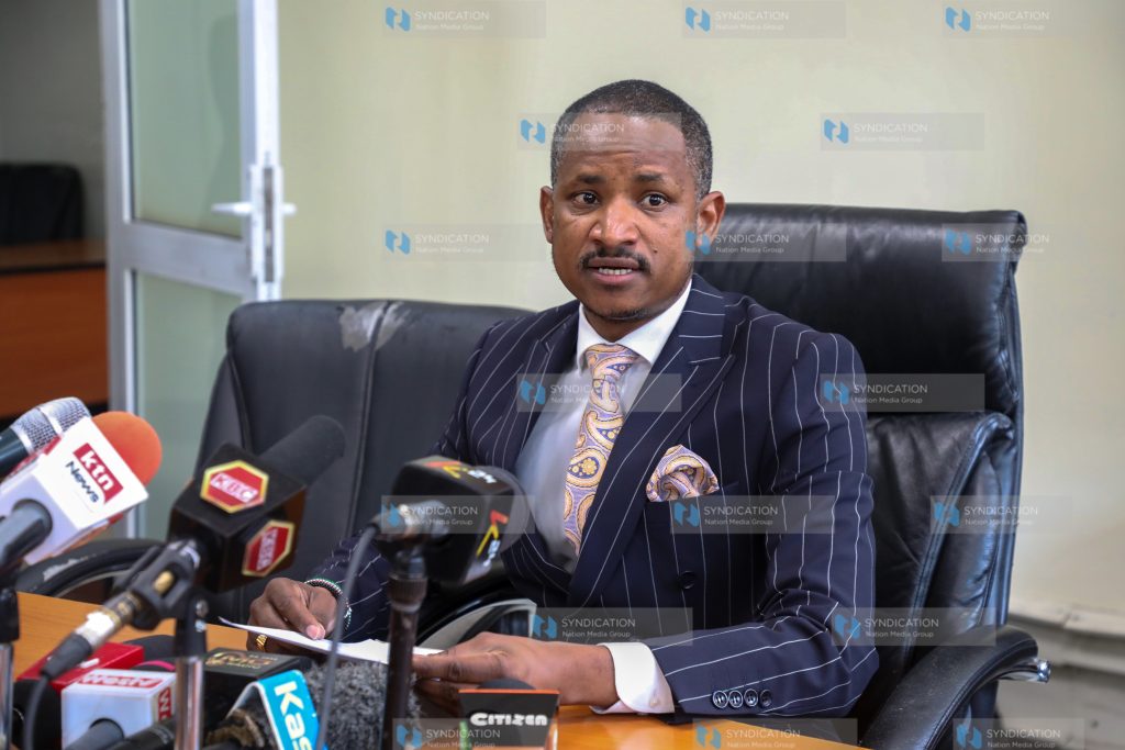 Embakasi East Mp Babu Owino addressing the media