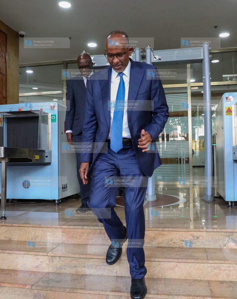 Cabinet Secretary for Health, Aden Duale, leaves Bunge Tower, Nairobi