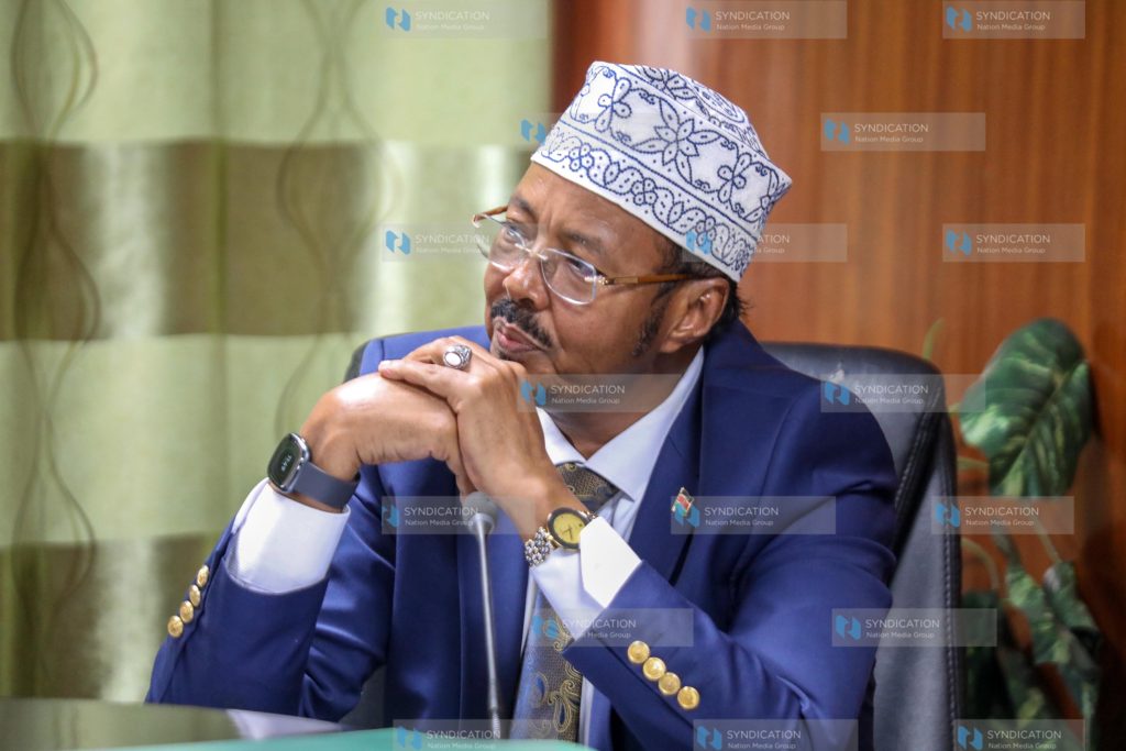 Member of the National Assembly Public Investments Committee on Commercial Affairs and Energy, Adan Keynan Wehliyee, attends a session at Continental House