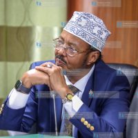 Member of the National Assembly Public Investments Committee on Commercial Affairs and Energy, Adan Keynan Wehliyee, attends a session at Continental House