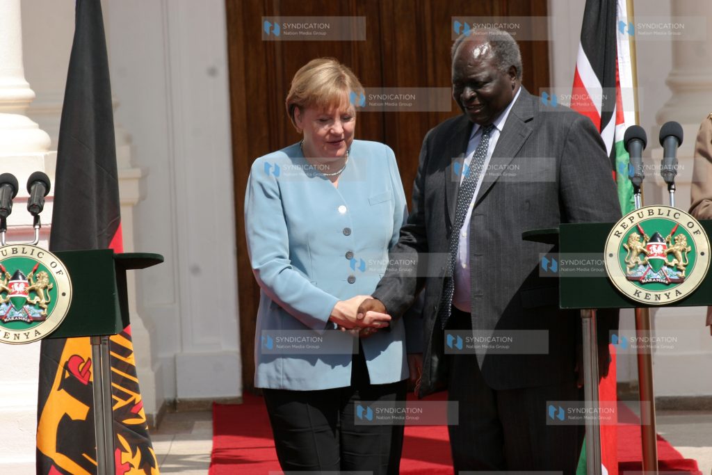 President Mwai Kibaki with German Chancellor Angela Merkel