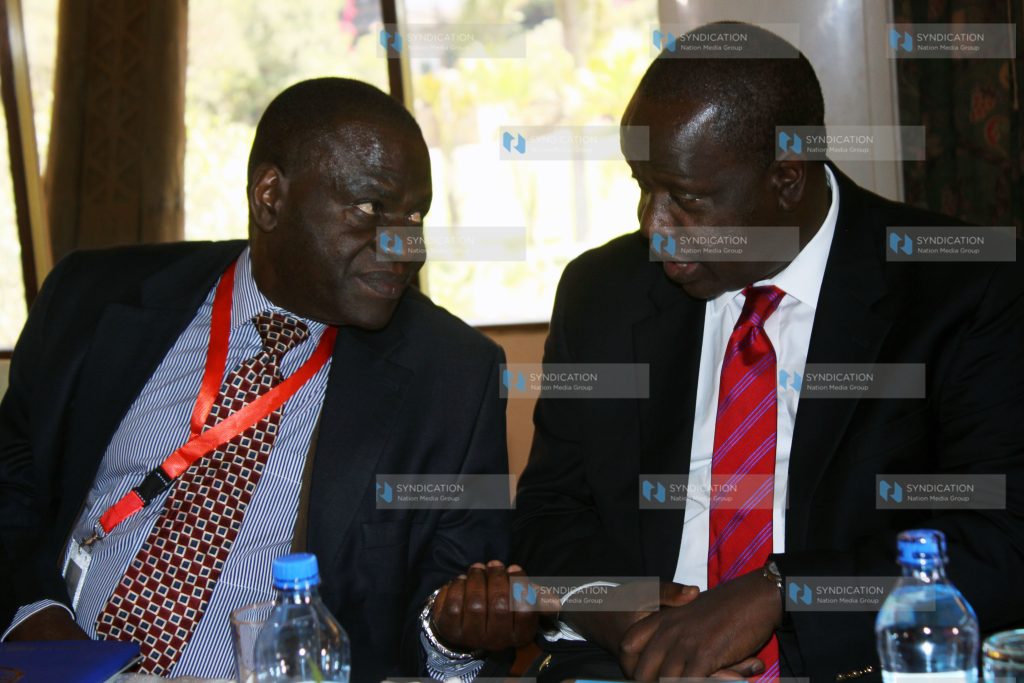 Mt Kenya University Vice Chancellor Prof. Stanley Waudo with Education Cabinet Secretary Dr Fred Matiang'i