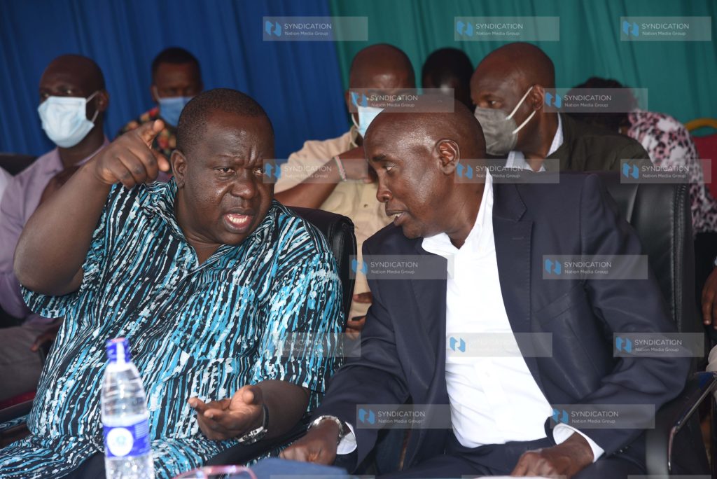 Interior CS Dr. Fred Matiang’i with Kajiado County Governor Joseph Ole Lenku