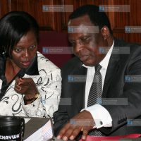 Gichugu MP Martha Karua and assistant minister for culture and Heritage Wilfred Ombui