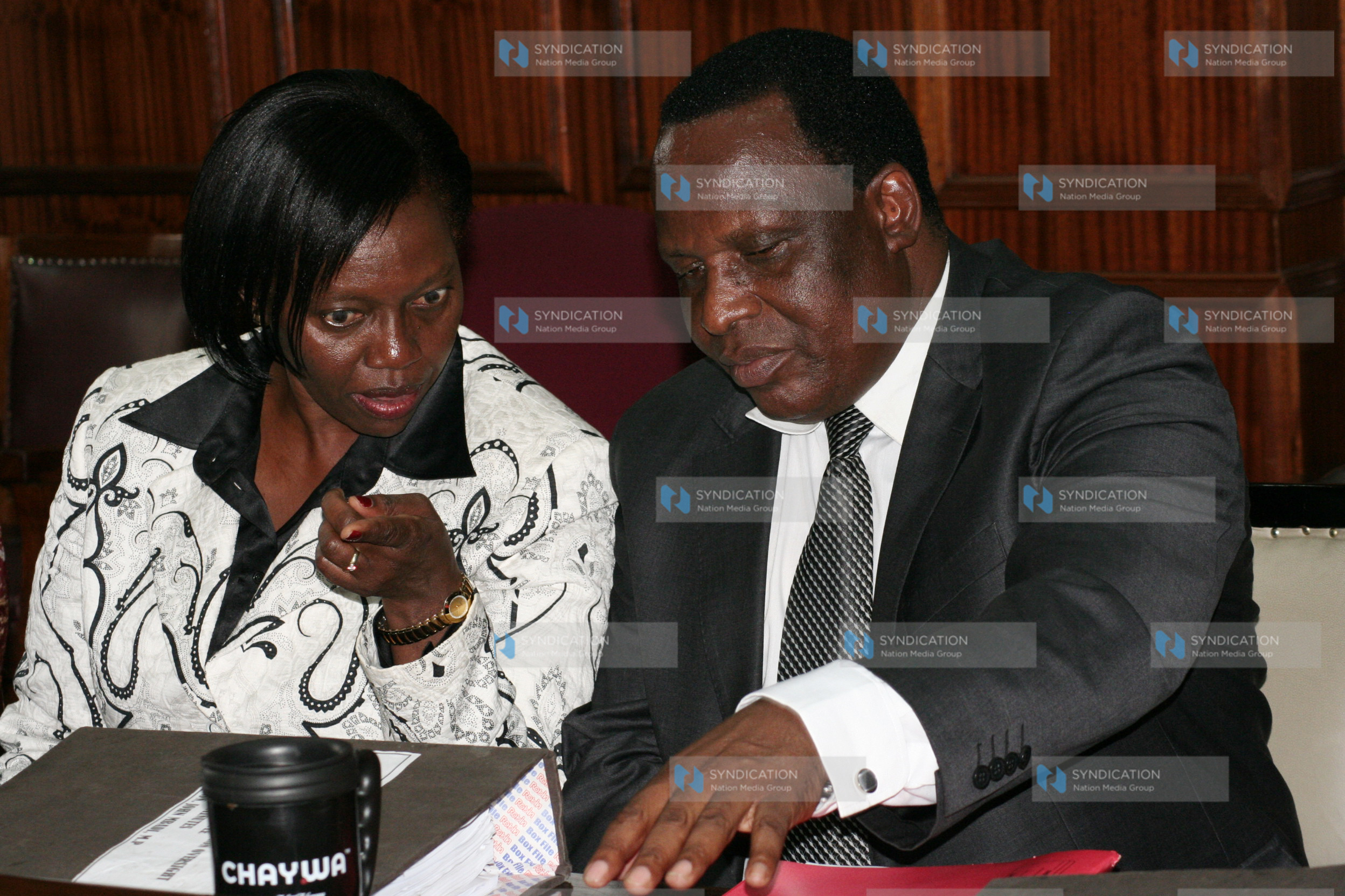 Gichugu MP Martha Karua and assistant minister for culture and Heritage Wilfred Ombui