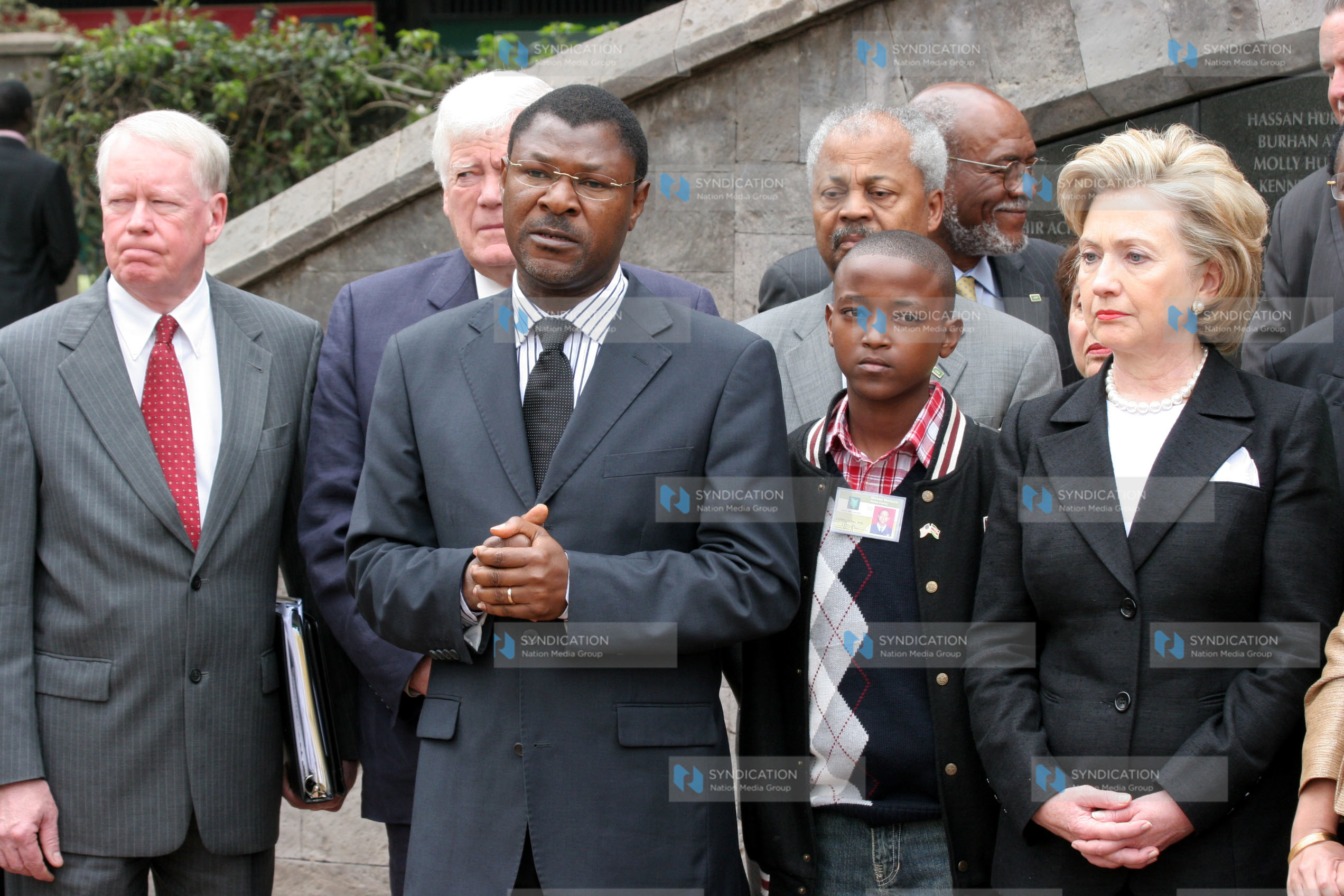 US Secretary of State Hillary Clinton, Foreign Affairs Minister Moses Wetangula, and US Ambassador to Kenya Michael Ranneberger