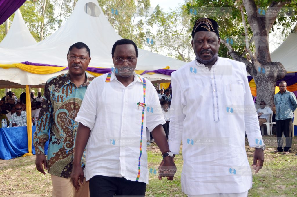 Former Prime Minister Raila Odinga with Wiper Leader Kalonzo Musyoka