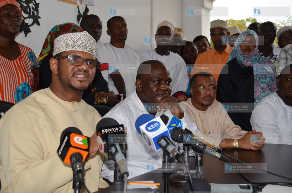 CORD Leaders led by Mombasa Senator Hassan Omar Nyali MP Awiti Bolo