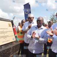 Transport Cabinet Secretary James Macharia (2nd R)