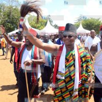 Kilifi county governor Amason Kingi accompanied with other leaders