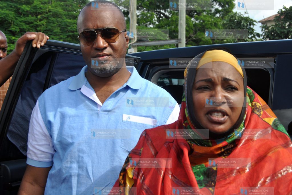 Mombasa County Women Rep Mishi Mboko (right) joined by Governor Hassan Joho (left)