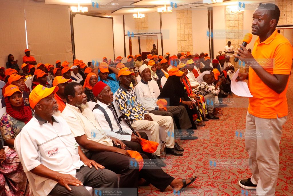 ODM Secretary General Edwin Sifuna addressing Kwale ODM Delegates