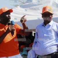 Edwin Sifuna (left) during the Campaigns for their ODM Party Candidate Harrison Kombe