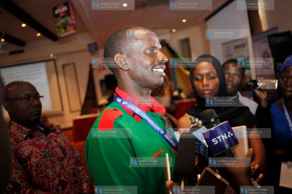 KNUT secretary general Mr. Wilson Sossion addressing journalists